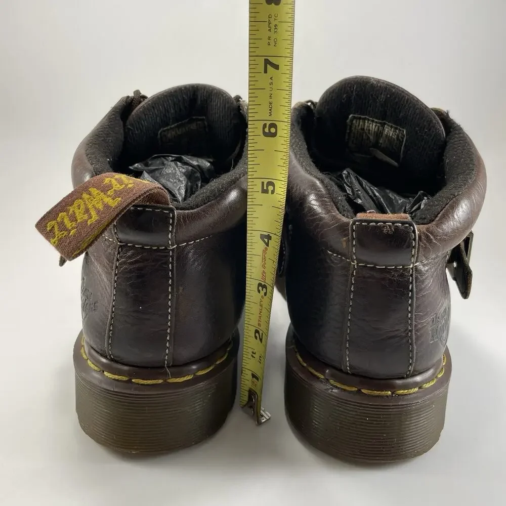 Dr. Martens 9946 Brown Leather Strap Boots Y2K Chunky Platform 10 UK, 11 US Goth